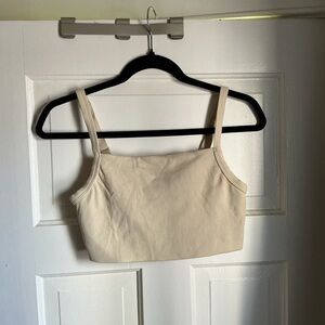 Aerie Cream Ribbed Sports Bra